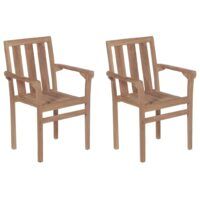 Krzesła ogrodowe sztaplowane, 2 szt., lite drewno tekowe