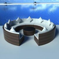 10-cz. zestaw mebli do ogrodu, poduszki, rattan PE, brązowy