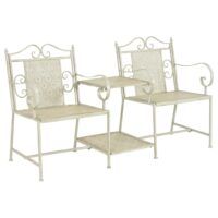 Ławka ogrodowa dla 2 osób, 161 cm, stalowa, biała