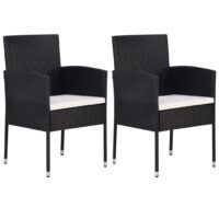 Krzesła ogrodowe, 2 szt., polirattan, czarne