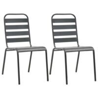 Krzesła ogrodowe, sztaplowane, 2 szt., stalowe, szare