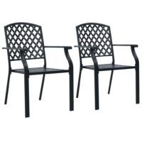 Krzesła ogrodowe, sztaplowane, 2 szt., stalowe, czarne