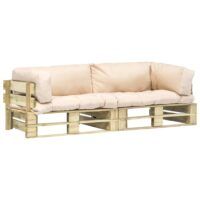 Meble ogrodowe z palet, piaskowe poduszki, 2 szt., drewno