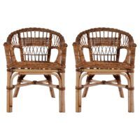 Krzesła ogrodowe, 2 szt., naturalny rattan, brązowe