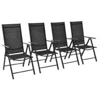 Składane krzesła ogrodowe, 4 szt., aluminium/textilene, czarne