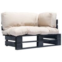 Sofa ogrodowa z palet z piaskowymi poduszkami, sosna