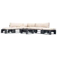 6-cz. zestaw ogrodowy, piaskowe poduszki, palety z drewna