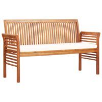 3-osobowa ławka ogrodowa z poduszką, 150 cm, drewno akacjowe