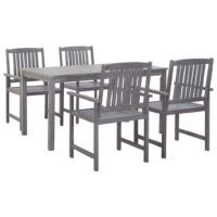 5-częściowy zestaw mebli ogrodowych, szary, drewno akacjowe