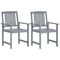 Krzesła ogrodowe, 2 szt., szare, lite drewno akacjowe