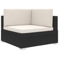 Siedzisko narożne z poduszką, 1 szt., polirattan, czarne