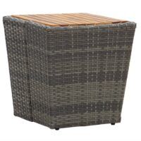 Stolik herbaciany, szary, 41,5x41,5x43 cm, rattan PE i akacja