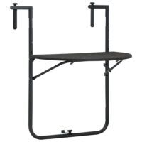 Wiszący stolik balkonowy, brązowy, 60x64x83,5 cm, plastikowy