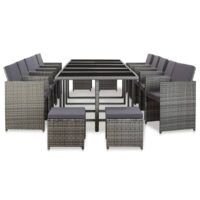 15-cz. zestaw mebli do ogrodu z poduszkami, rattan PE, antracyt