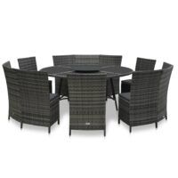 7-cz. zestaw mebli ogrodowych z poduszkami, rattan PE, szary