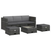 4-cz. zestaw wypoczynkowy do ogrodu, poduszki, rattan PE, szary