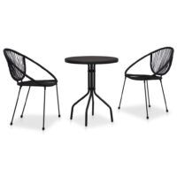 3-cz. zestaw mebli bistro, rattan PVC, czarny