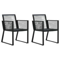 Krzesła ogrodowe, 2 szt., czarne, rattan PVC