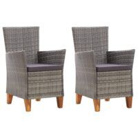 Krzesła ogrodowe z poduszkami, 2 szt., polirattan, szare