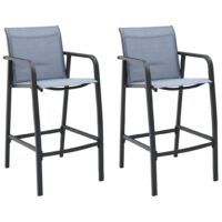 Ogrodowe krzesła barowe, 2 szt., szare, tworzywo textilene