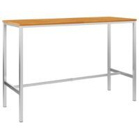 Stolik barowy, 160x60x105 cm, drewno akacjowe i stal nierdzewna