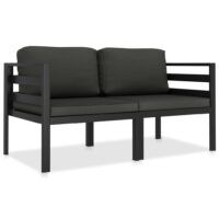 2-częściowa sofa z poduszkami, aluminium, antracytowa