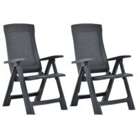 Rozkładane krzesła do ogrodu, 2 szt., plastikowe, antracytowe