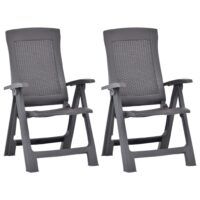 Rozkładane krzesła do ogrodu, 2 szt., plastikowe, kolor mokka