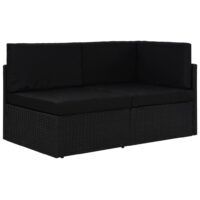 Sofa modułowa 2-osobowa, rattan PE, czarna