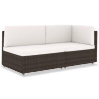 Sofa modułowa 2-osobowa, rattan PE, brązowa
