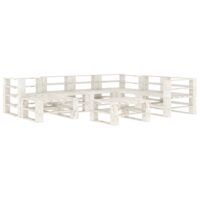 8-cz. zestaw wypoczynkowy do ogrodu z palet, drewniany, biały