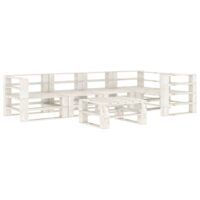 6-cz. zestaw wypoczynkowy do ogrodu z palet, drewniany, biały