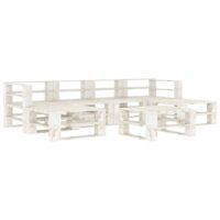 7-cz. zestaw wypoczynkowy do ogrodu z palet, drewniany, biały