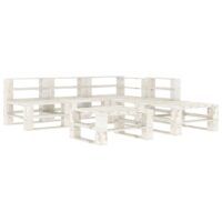 6-cz. zestaw wypoczynkowy do ogrodu z palet, drewniany, biały