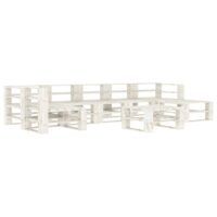 8-cz. zestaw wypoczynkowy do ogrodu z palet, drewniany, biały