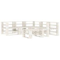 6-cz. zestaw wypoczynkowy do ogrodu z palet, drewniany, biały