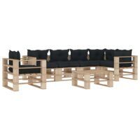 7-cz. zestaw mebli do ogrodu palety z drewna poduszki antracyt