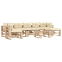 8-częściowy zestaw mebli ogrodowych z palet, kremowe poduszki