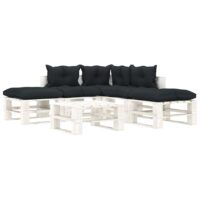 6-cz. zestaw mebli ogrodowych z palet, antracytowe poduszki