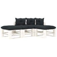 4-cz. zestaw mebli ogrodowych z palet, antracytowe poduszki