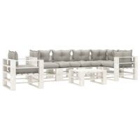 7-częściowy zestaw mebli ogrodowych z palet, z poduszkami taupe