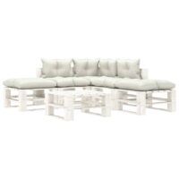 6-częściowy zestaw mebli ogrodowych z palet, beżowe poduszki