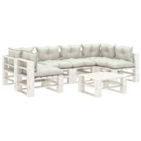 7-częściowy zestaw mebli ogrodowych z palet, beżowe poduszki