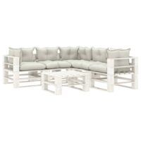 6-częściowy zestaw mebli ogrodowych z palet, beżowe poduszki