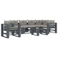 7-częściowy zestaw mebli ogrodowych z palet, z poduszkami taupe