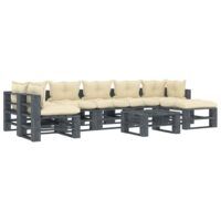 8-częściowy zestaw mebli ogrodowych z palet, kremowe poduszki