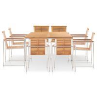 9-częściowy zestaw mebli, drewno akacjowe i stal nierdzewna