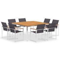 9-częściowy zestaw jadalniany, textilene i stal nierdzewna