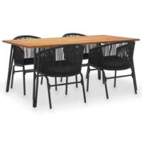 5-cz. zestaw mebli ogrodowych, drewno akacjowe i rattan PVC