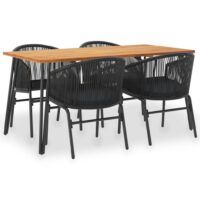 5-cz. zestaw mebli ogrodowych, drewno akacjowe i rattan PVC